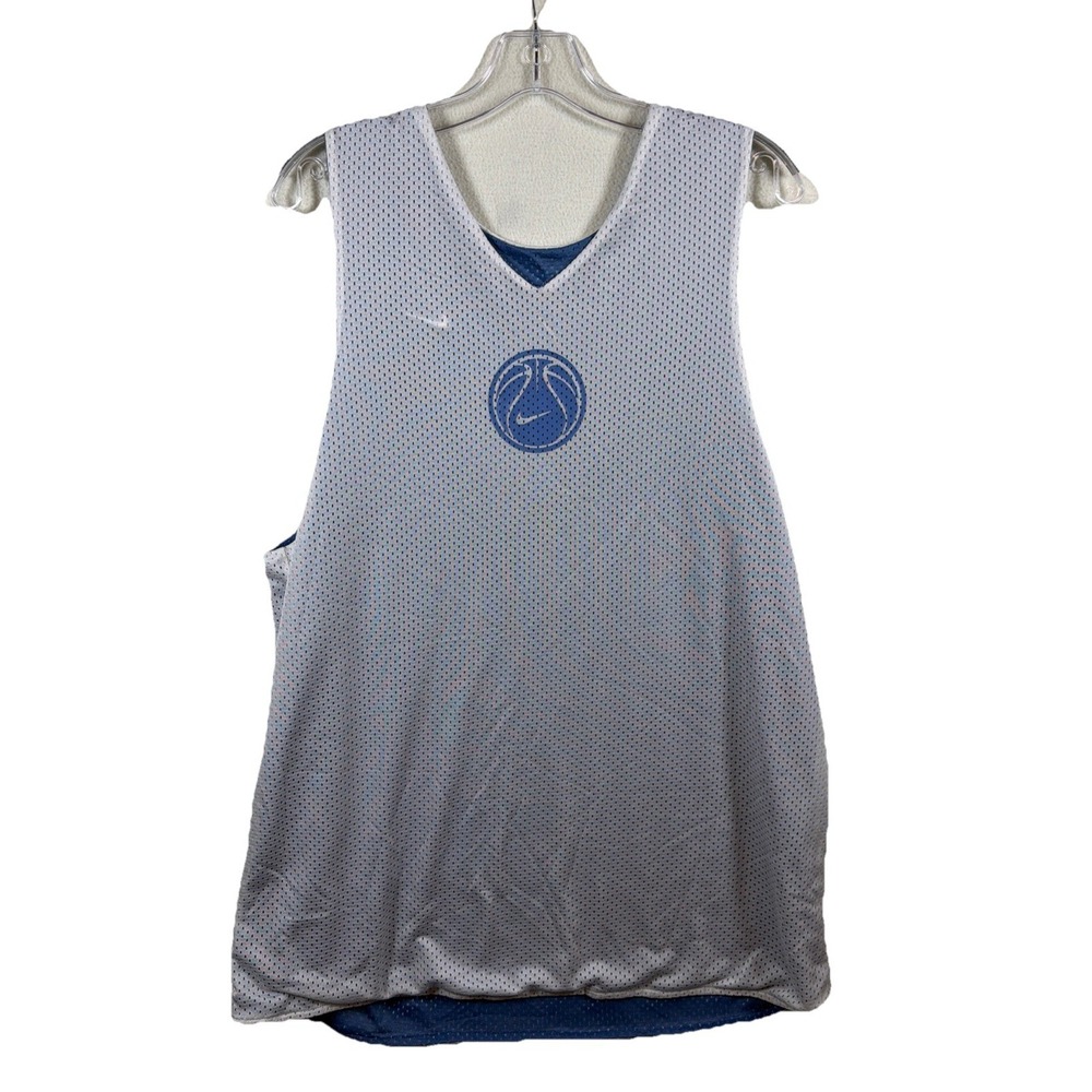 Nike, Men's, M, Reversible Mesh Jersey White/Blue Sleeveless V-Neck-Vintage